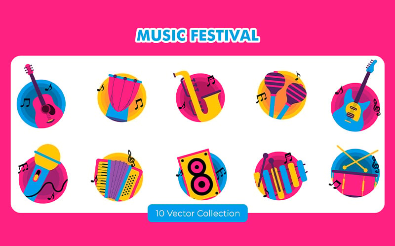 Conjunto de adesivos para festivais de música