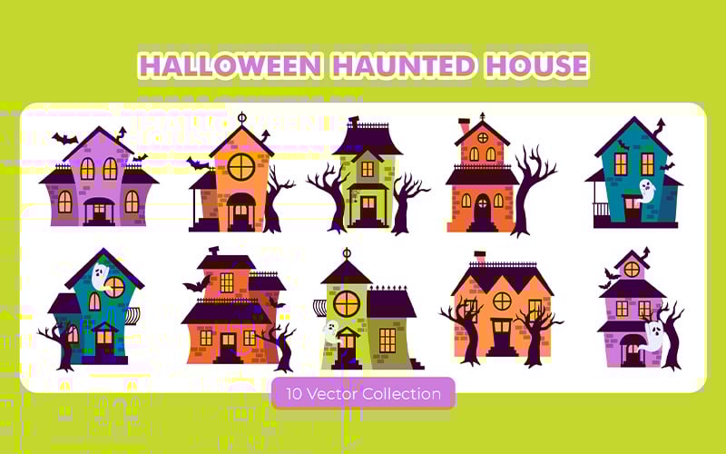 Halloween Geisterhaus Vektor Set