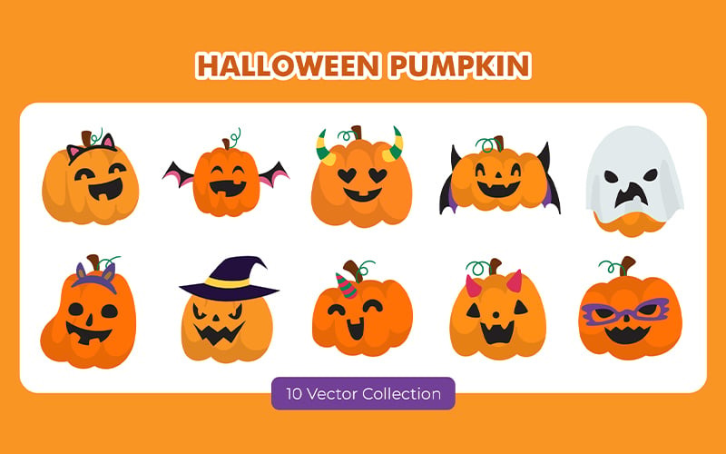 Halloween-Kürbis-Vektor-Set