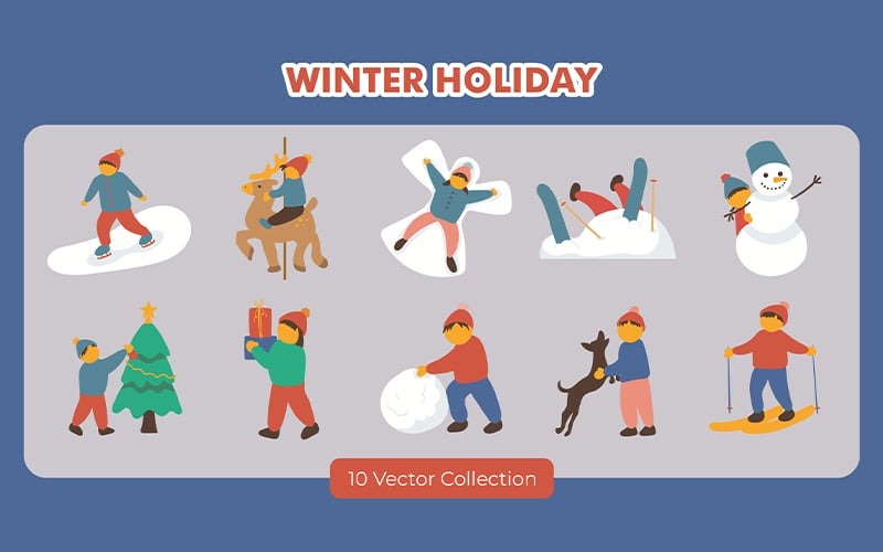Winterurlaub-Vektor-Set