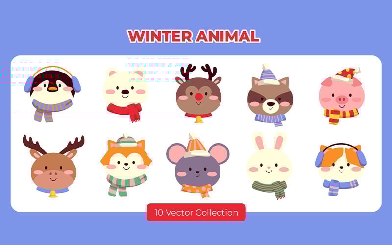 Ensemble d'illustrations d'animaux d'hiver
