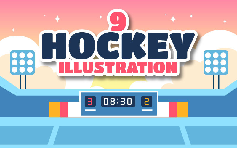 9, joueur hockey, sport, illustration
