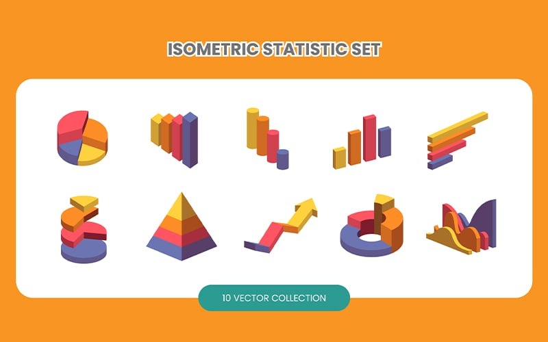 Insieme dell'illustrazione di statistica isometrica