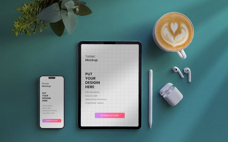 Mockup degli schermi del tablet del telefono