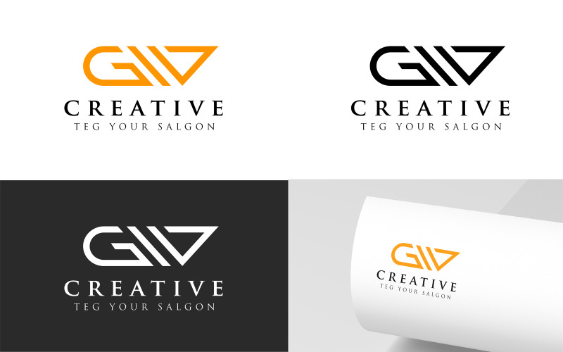 Modello di disegno del logo delle lettere GW