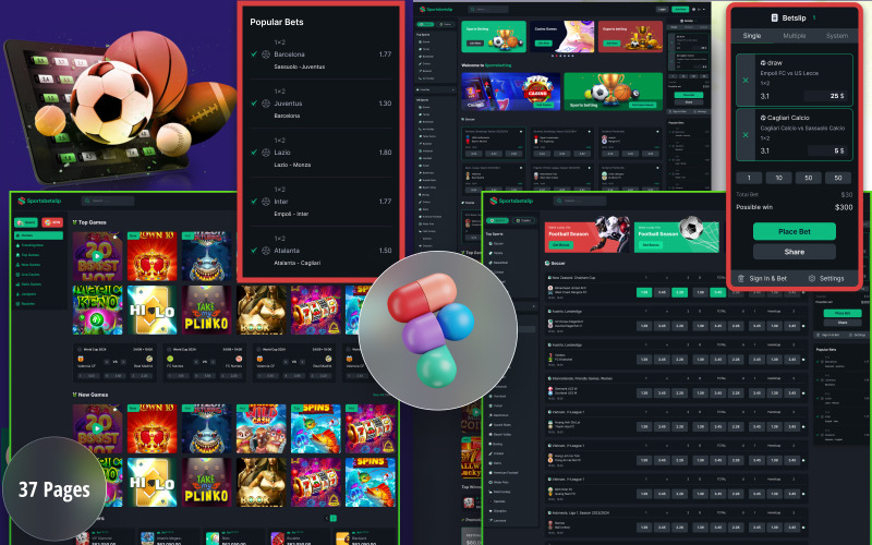 Sportsbetslip - Spor Bahisleri ve Casino Figma Şablonu