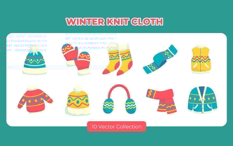 Winter gebreide doek vectorset