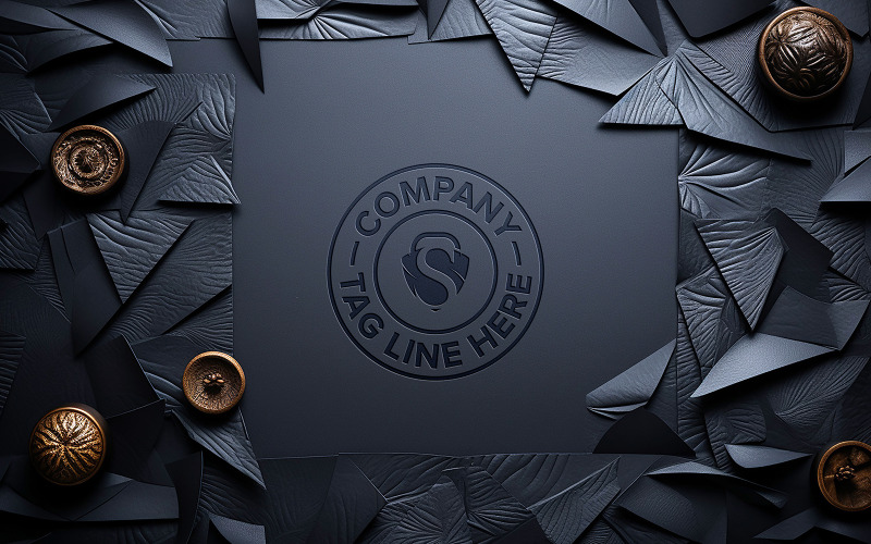 Debossed effect logo mockup on black background luxury logo mockup