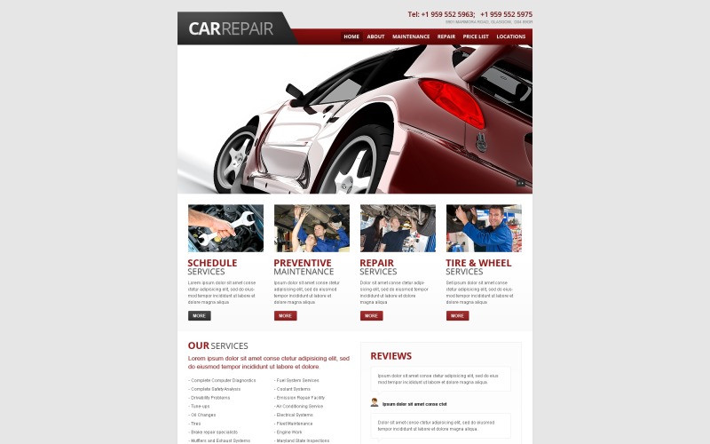 Website sjabloon voor autoreparatie