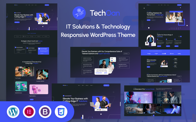 Téma WordPress reagující na IT řešení a technologie TechOan.