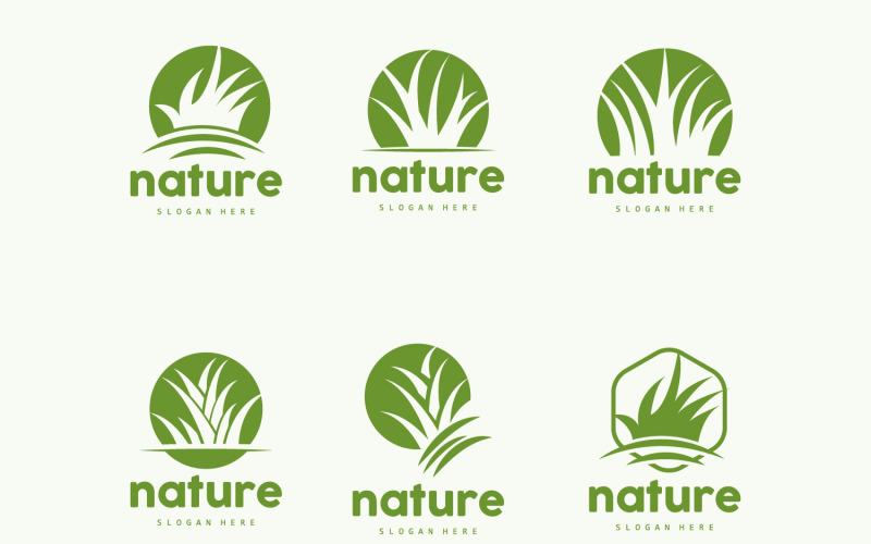 Grönt gräs-logotyp Naturväxtvektor V8