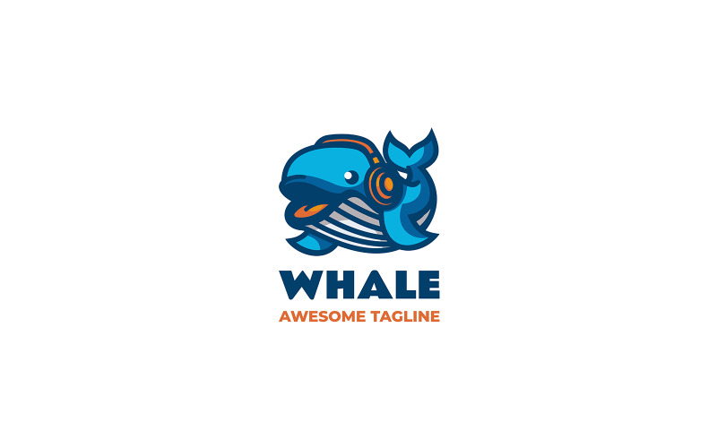 Logo del fumetto della mascotte della balena