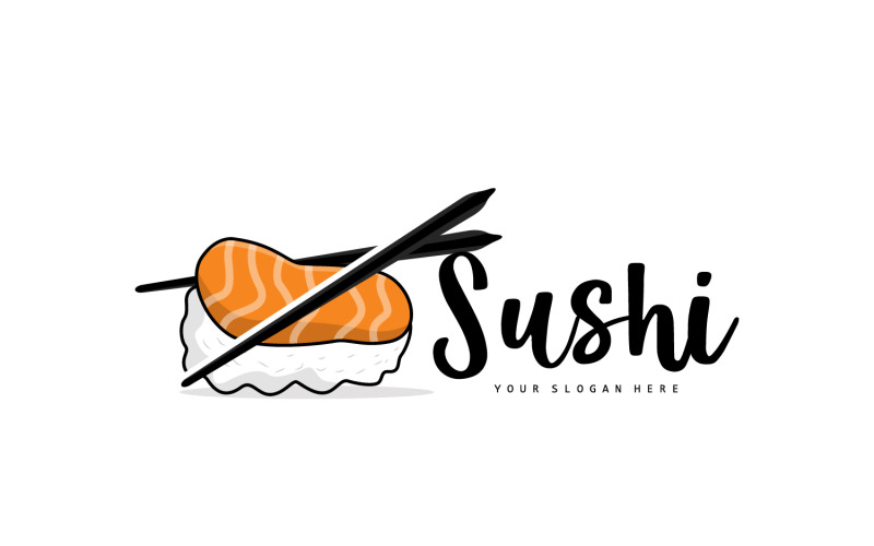 Sushi-logotyp japansk skaldjursvektor V11
