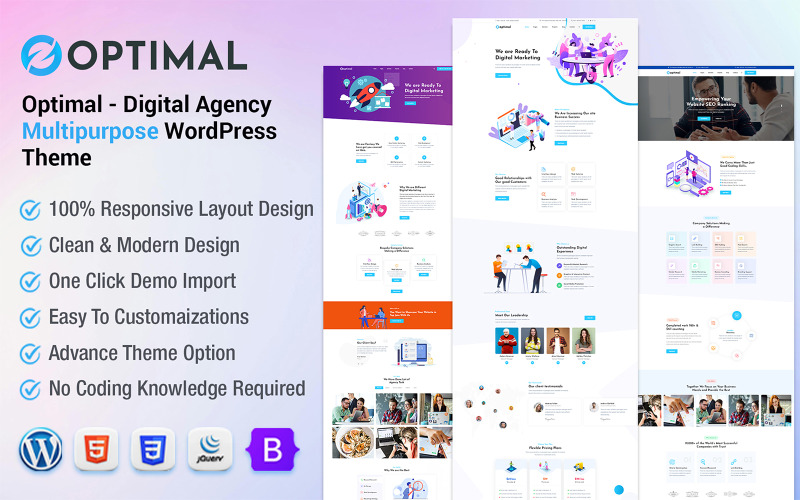 Optimal — многоцелевая тема WordPress для цифрового агентства