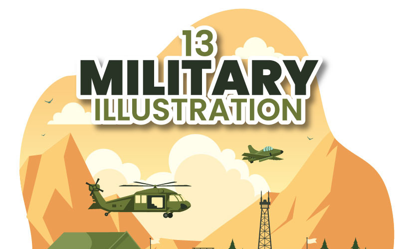 13 Militärische Armee-Kraft-Illustration