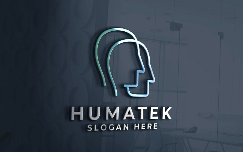 Menselijke geest technologie-logo