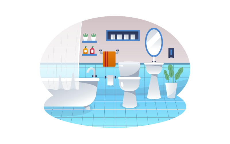 即用型浴室矢量插图
