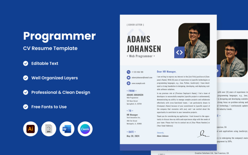 CV Resume Programmer V2 — идеальный шаблон для демонстрации ваших навыков программирования