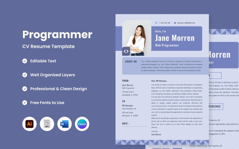 CV Resume Programmer V5 ideální šablona pro předvedení vašich programátorských dovedností