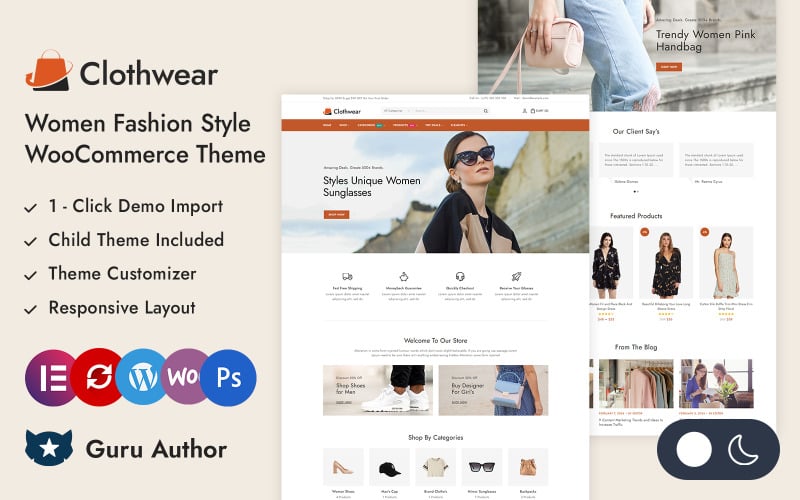 Одежда — Магазин женской моды Адаптивная тема Elementor WooCommerce