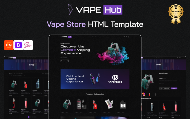 Vape Hub: plantilla HTML Bootstrap de comercio electrónico definitiva ...