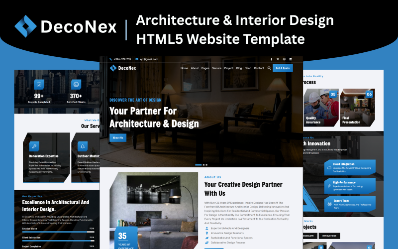 DecoNex – šablona webových stránek HTML5 pro architekturu a interiérový design