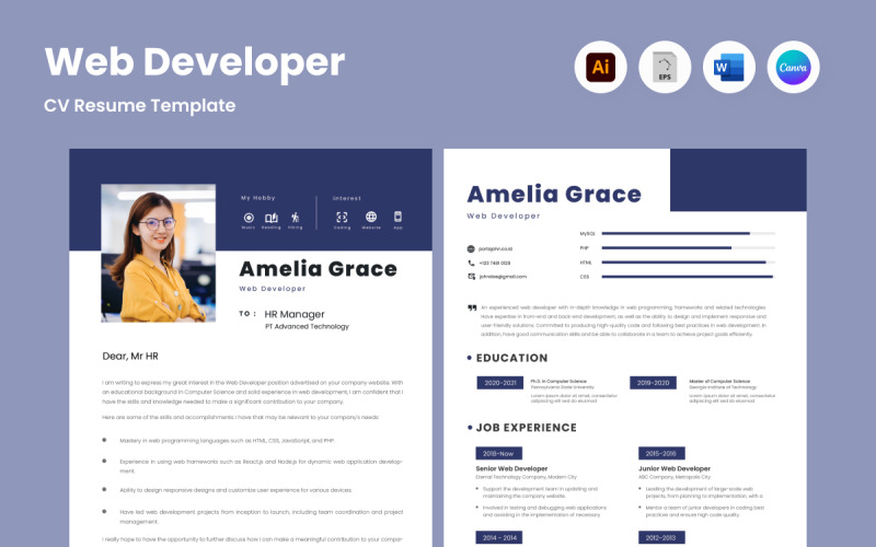 Eleve seu formulário de emprego com Resume Web Developer V5