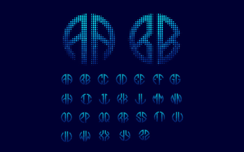 Dvě písmena na začátku loga pro techniku, připojení, síť