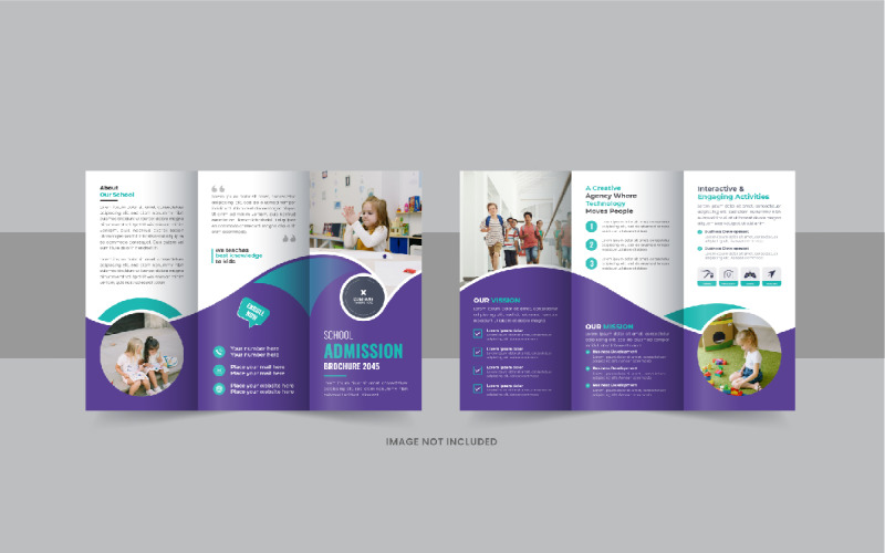 Kids back to school admission trifold, Admission tri fold brochure ...