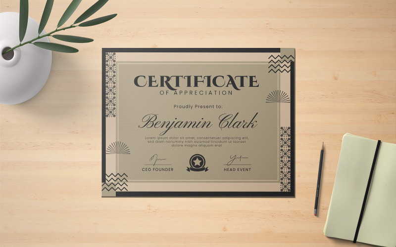 Modèle d'appréciation de certificat vintage traditionnel