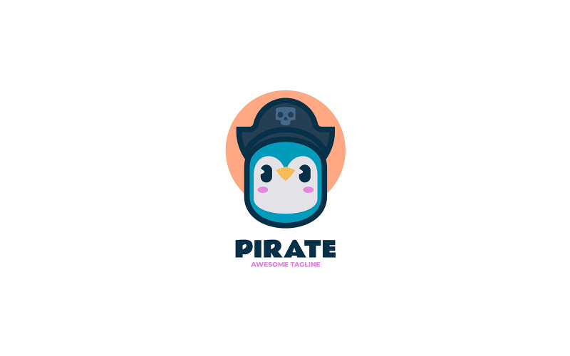 Logo del fumetto della mascotte del pirata pinguino
