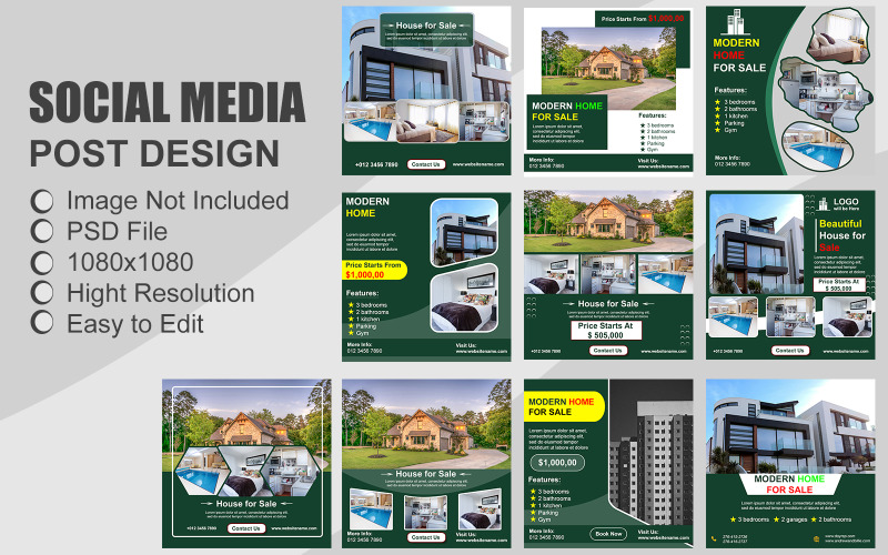 Lot de 10 lots de publications Instagram immobilières