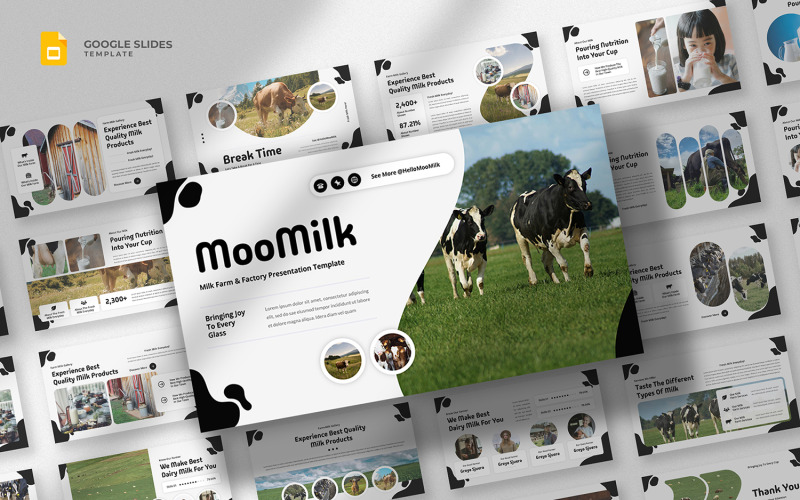 Moomilk - Süt Çiftliği ve Süt Google Slayt Şablonu