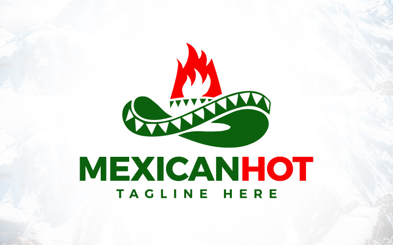 Chapéu mexicano com logotipo de fogo de pimenta quente