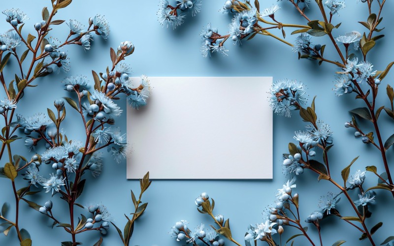 White Paper Card On Flowers Design Mockup 95