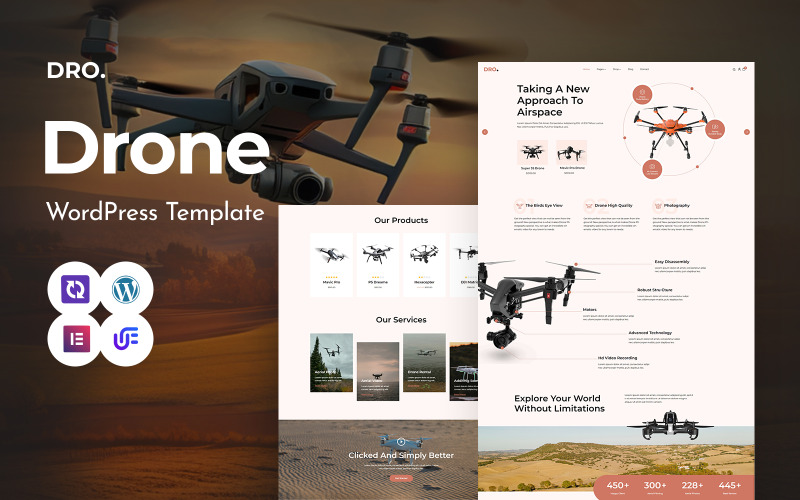 Dron — многоцелевая тема WordPress Elementor для запуска дронов и вертолетов