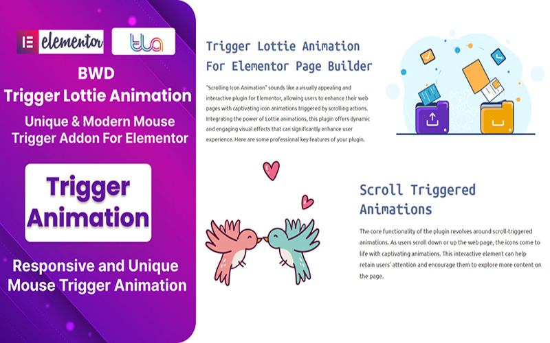 Плагин Trigger Lottie Animation WordPress для Elementor