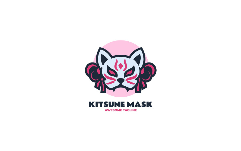 Logo de mascotte simple de masque Kitsune