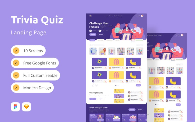 Izzy - Trivia Quiz Landing Page V2 #427861 - TemplateMonster
