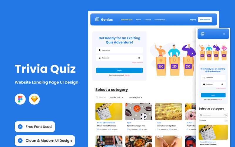 Genius - Página de inicio del cuestionario de trivia V2