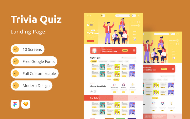 Izzy - Trivia Quiz-bestemmingspagina V1
