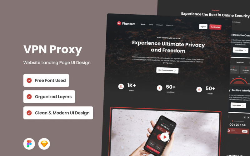 Phantom - Целевая страница VPN-прокси V3