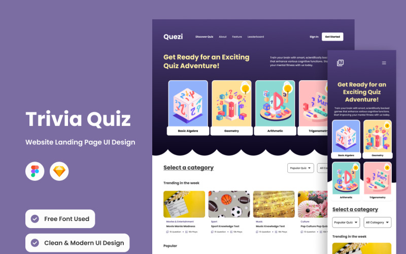 Quezi - Página de inicio del cuestionario de trivia V1