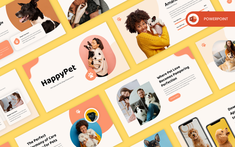 HappyPet-宠物护理和宠物店 PowerPoint 模板