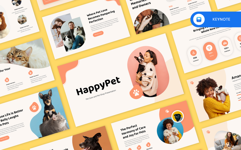 HappyPet – kisállatápolás és kisállatbolt kulcsfontosságú sablon