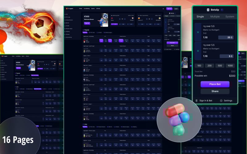 V-sport - 体育和赌博 Figma 模板