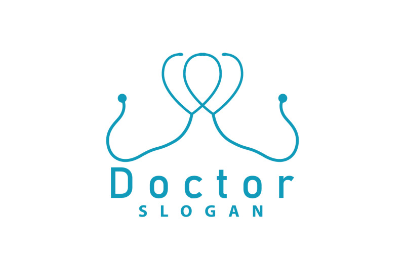 Модель линии логотипа стетоскопа Health Care DesignV17