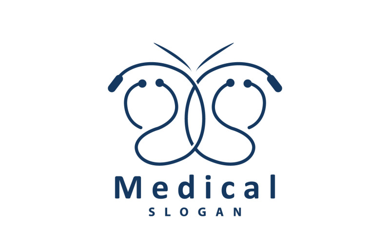 Modèle de ligne de logo de stéthoscope Design de soins de santé V15