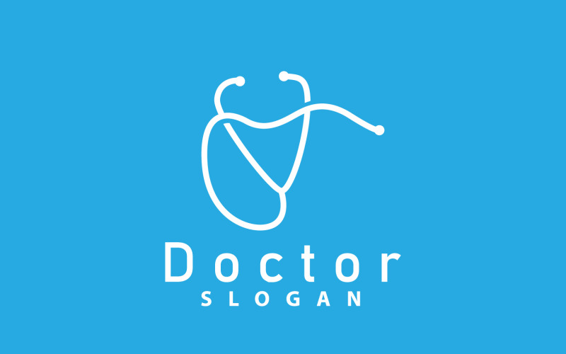 Modèle de ligne de logo de stéthoscope Design de soins de santé V32
