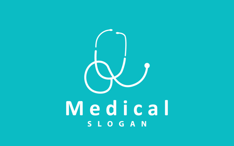 Modèle de ligne de logo de stéthoscope Design de soins de santé V5